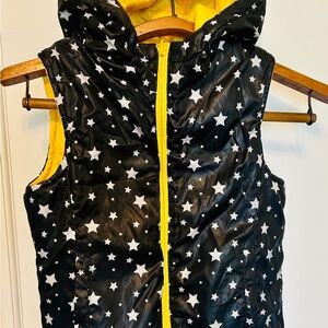 Urban Republic Black Star Puffer Vest Reversible Bright Yellow Liner Girls Sz M